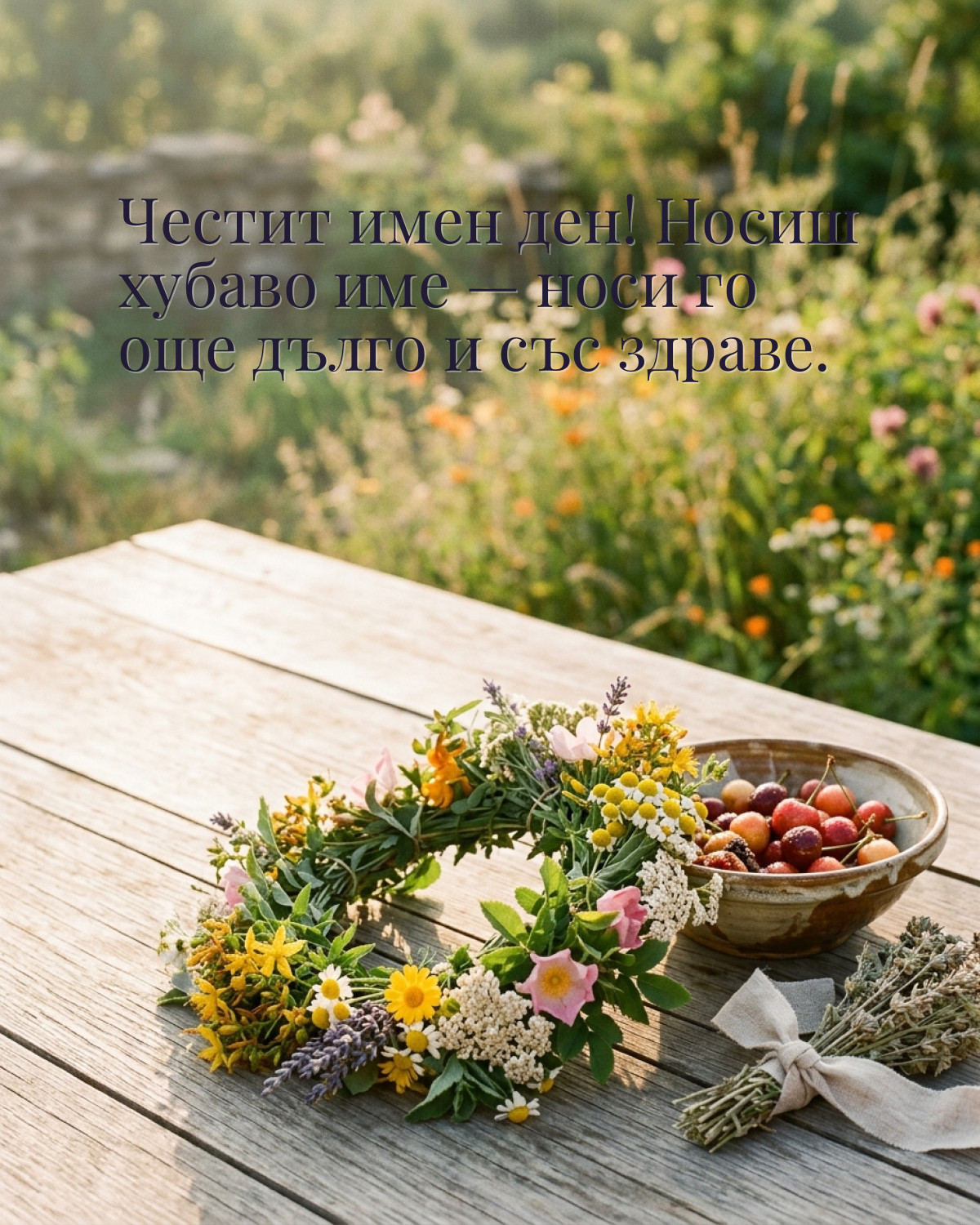 Картички за Ивановден с пожелание: „Честит имен ден! Носиш хубаво име — носи го още дълго и със здраве.“